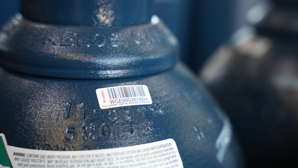 gas cylinder with a bar code